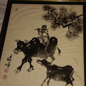 Japanese Korean Ap Art, Chinese brush painting depicting a boy- alert shipping!